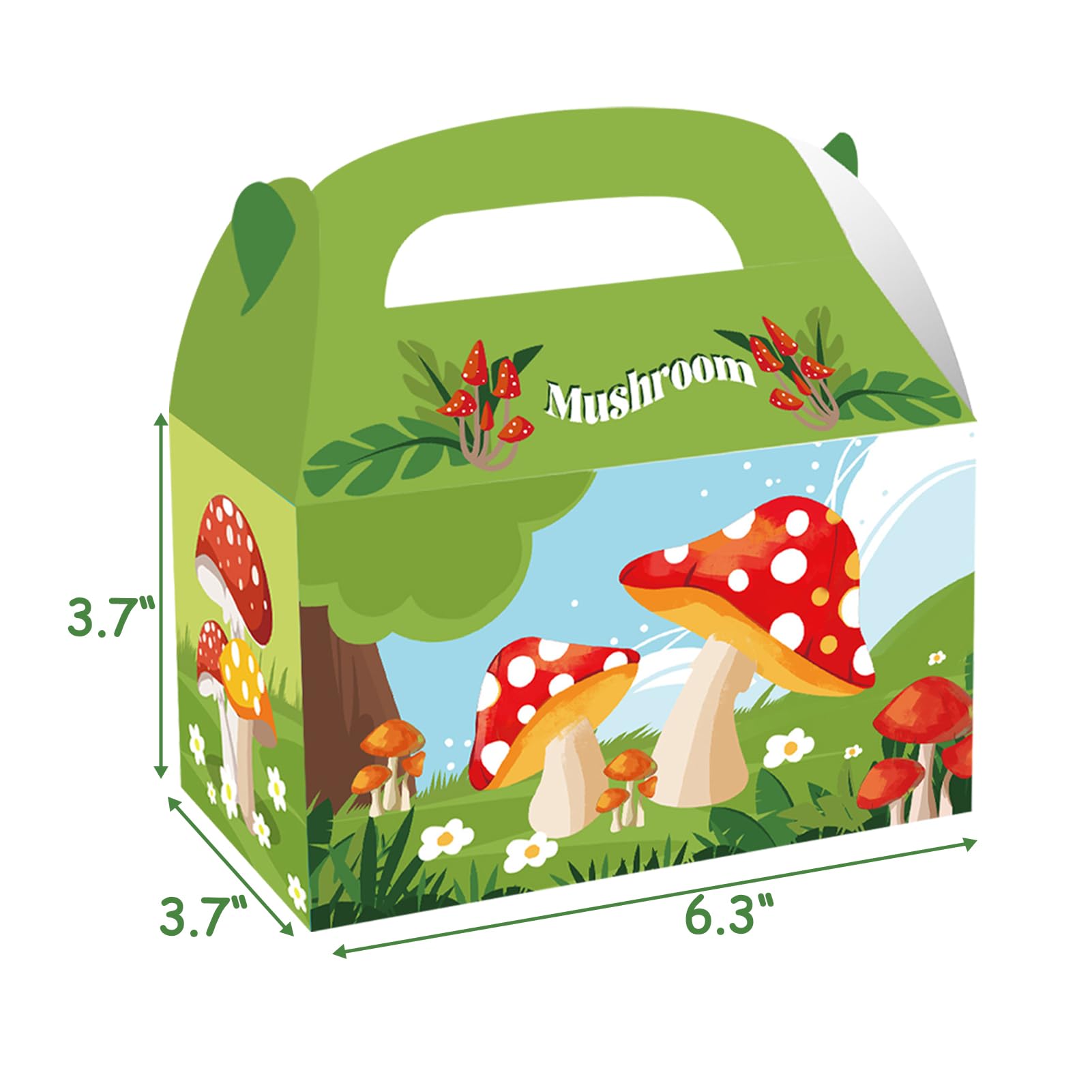 Cieovo 24 Pack Mushroom Party Paper Gift Boxes, Mushroom Party Goodie Candy Bags Kraft Treat Paper Boxes For Forest Plant Mushro